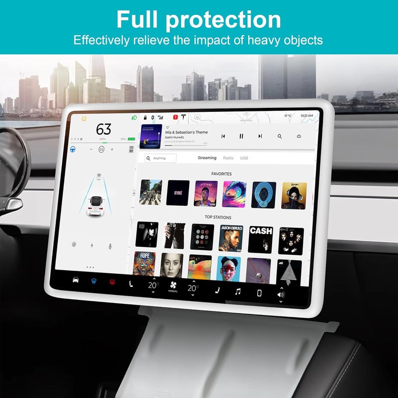 frani Screen Frame Protector White Designed for Tesla Model 3 (2025-2017), Tesla Model Y (2025-2020),Interior Decor Accessories for Tesla Model Accessories - Image 4